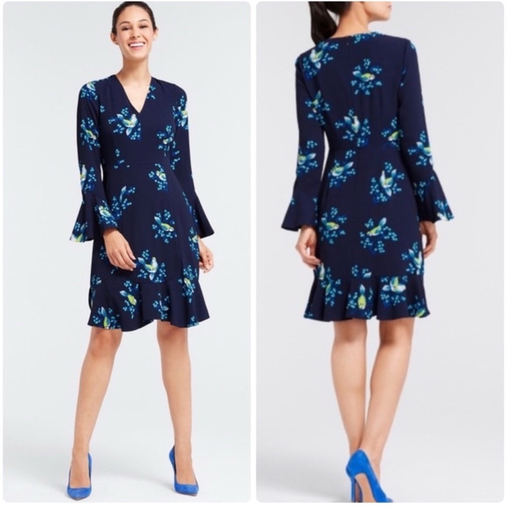 Draper James Blue Magnolia Mockingbird Bell Sleeve
Ruffle A-Line Dress Size 4 - Picture 3 of 16
